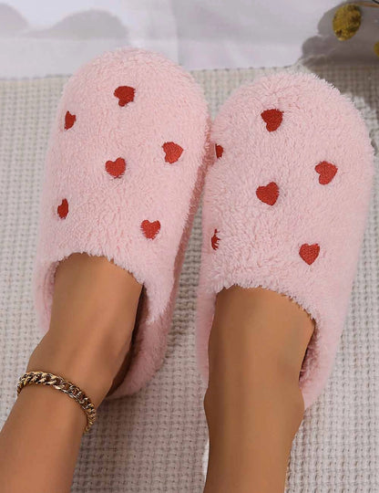Simple Heart Print Indoor Slippers
