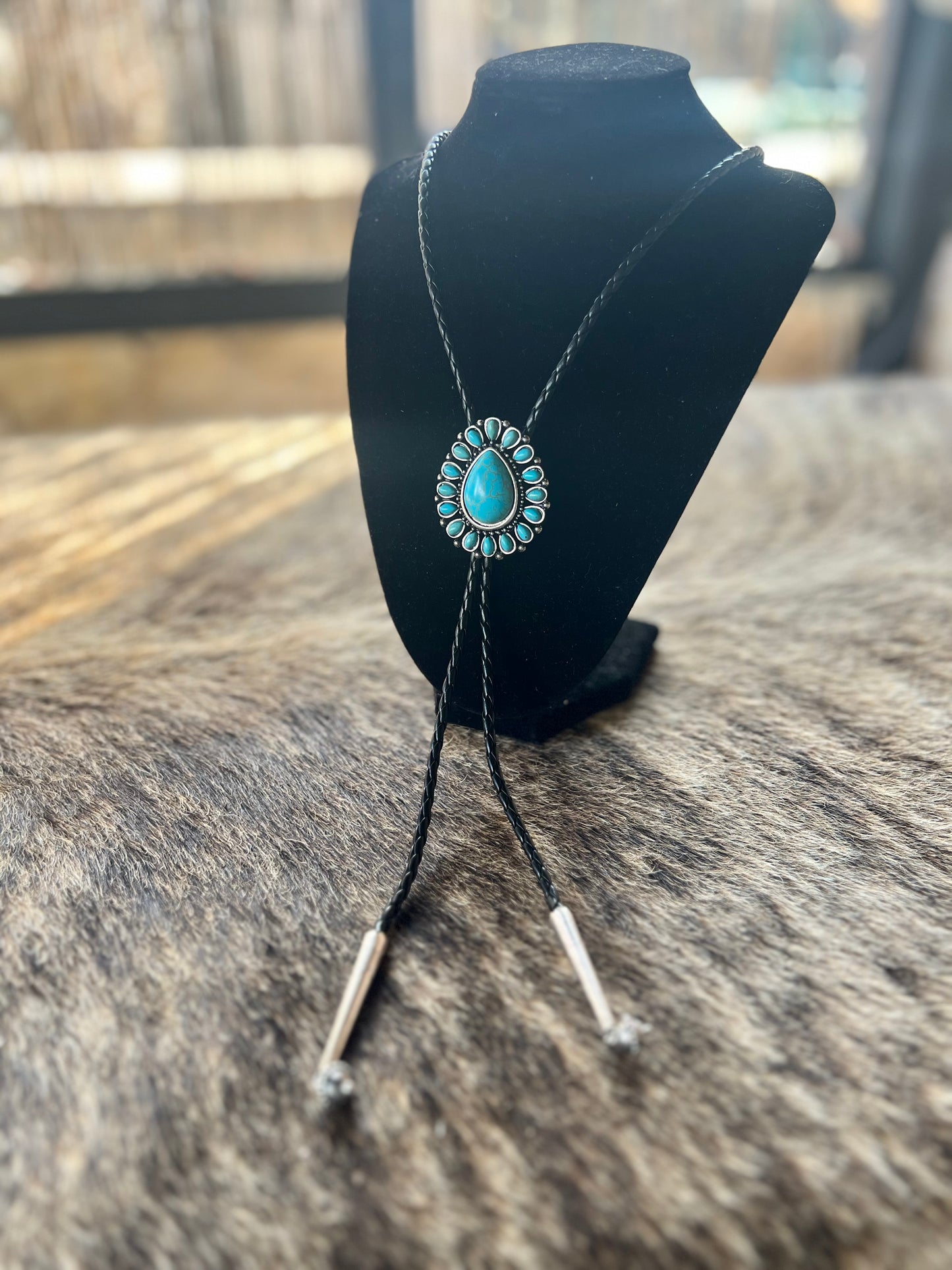 Squash Blossom Turquoise Bolo Tie Necklace Set