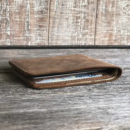 Handmade Dark Brown Leather Bifold Wallet