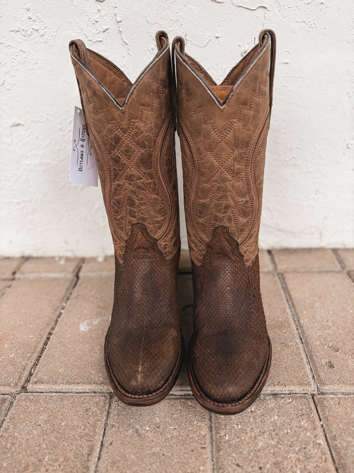 Men's Circle G Tan Python Round Toe Boot