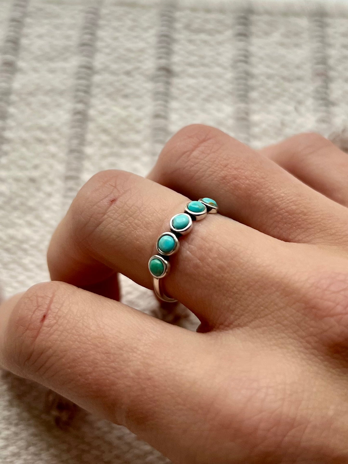 5 Stone Turquoise Band Handmade Ring