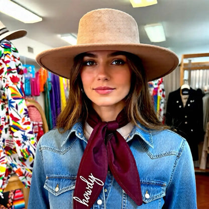 Howdy Embroidered Ascot Scarf