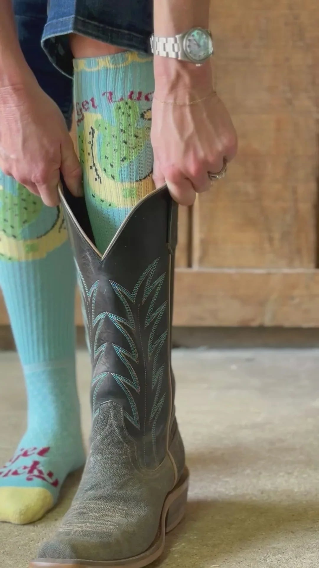 Lucky Chuck Get Lucky Aqua Boot Socks