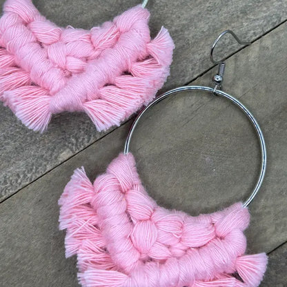 Square Knot Earrings - Ballet Pink