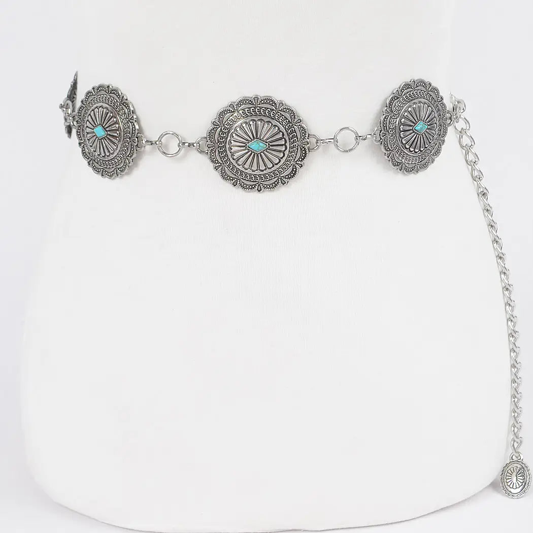 Light Weight Metal Chain Concho Belt