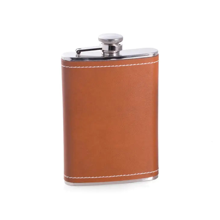 8oz Stainless Steel Leather Flask