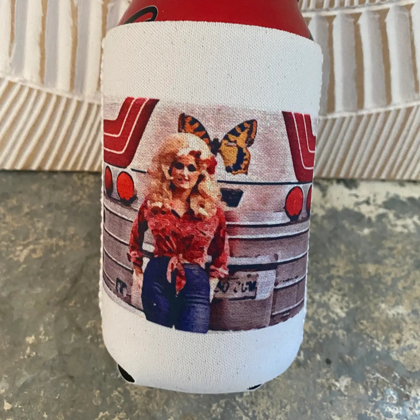 "Dolly" On The Road Neoprene Can Koozie