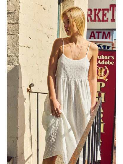 Embroidered Cotton Adjustable Midi Dress