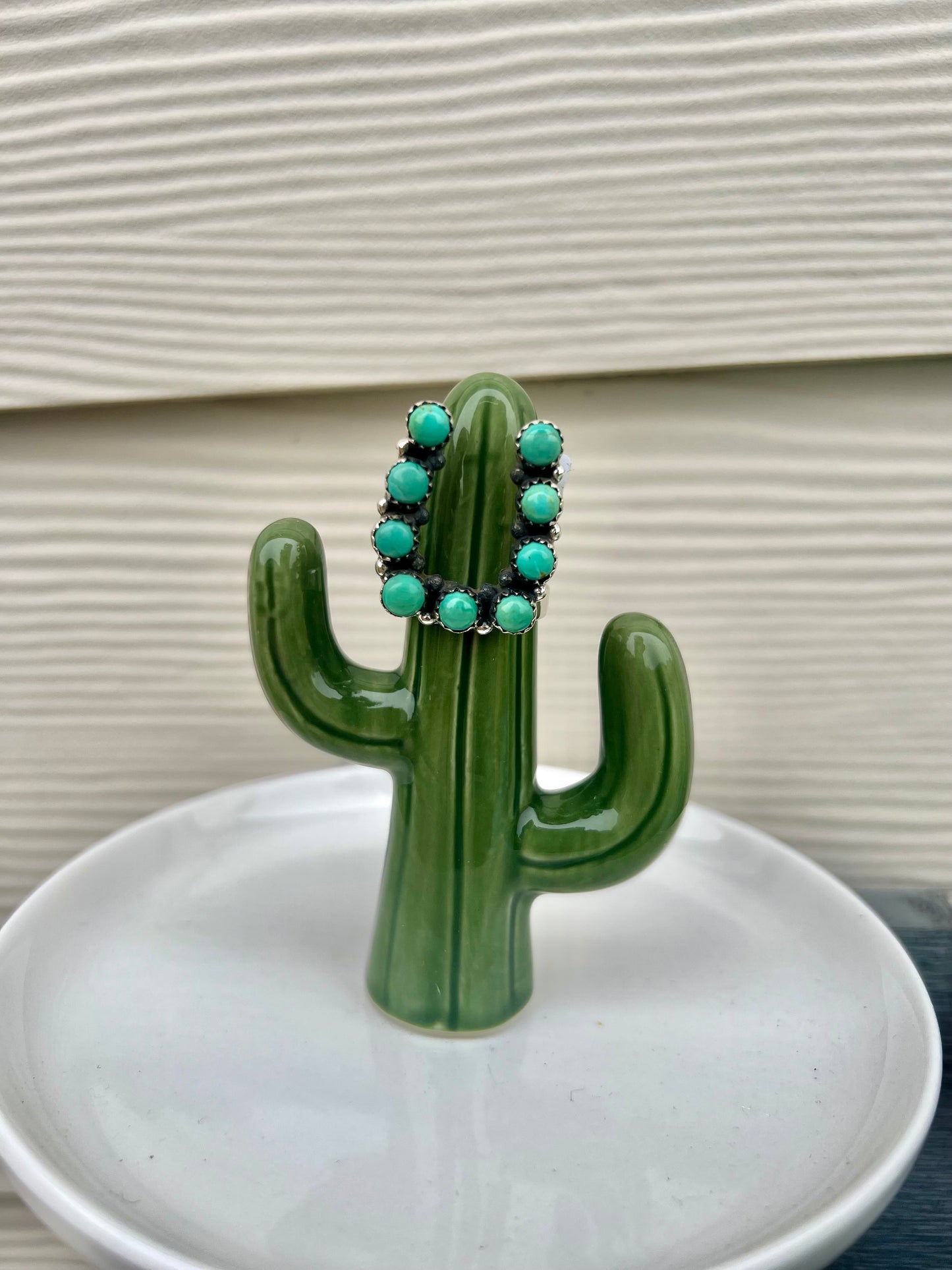 HADA Navajo Kingman Turquoise Horseshoe Ring - Adjustable!