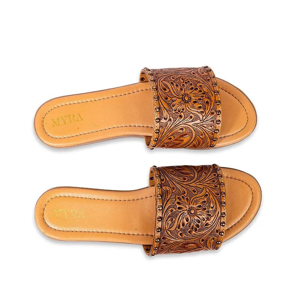Ellie Hand-Tooled Leather Sandals
