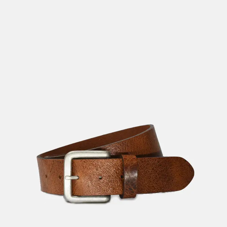 Wide Dark Brown Leather Belt w/ Silver Buckle