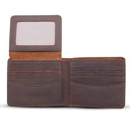 Genuine Leather Wallet w/ Flap Out ID Window
