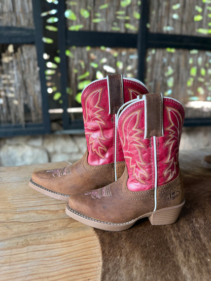 Justin Kids Whinny Brown/Pink Water Buffalo Boot