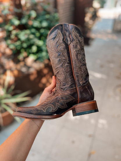 Circle G Brown Embroidery Square Toe Boot