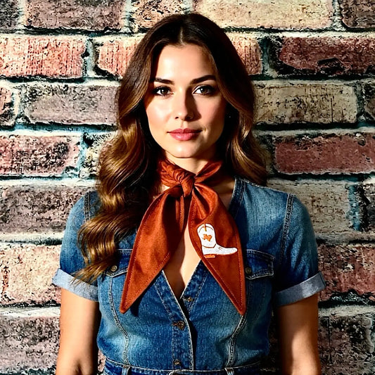 Burnt Orange Boot Ascot Scarf