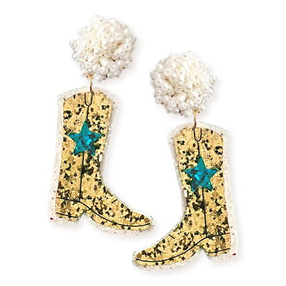 Western Cowgirl Boot Earrings