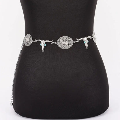 Vintage Skull Metal Chain Belt