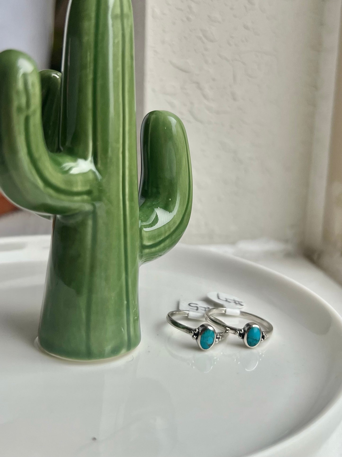 Tiny Oval 3 Prong Sterling Turquoise Ring