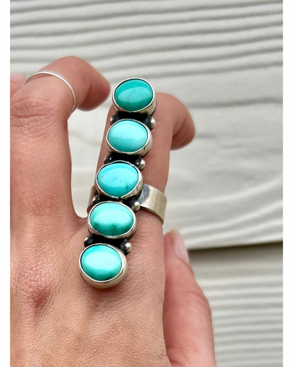 Navajo Roystan Turquoise Handmade Ring - Size 9