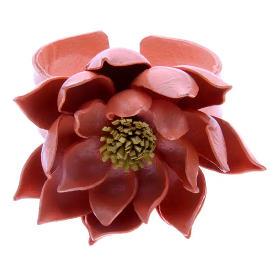Leather Lotus Flower Cuff