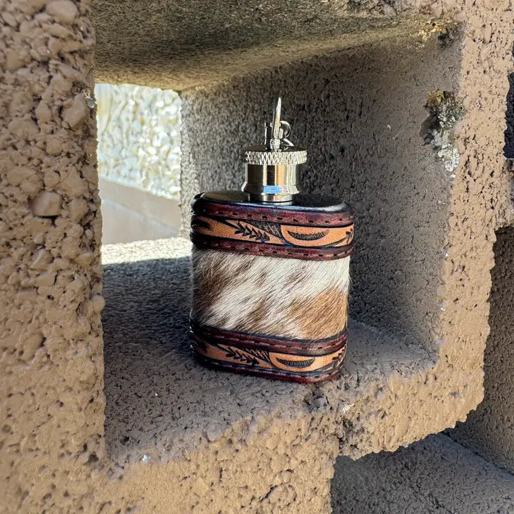 Cowhide Flask Keychain