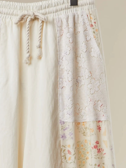 Floral Patchwork Ruffle Pants