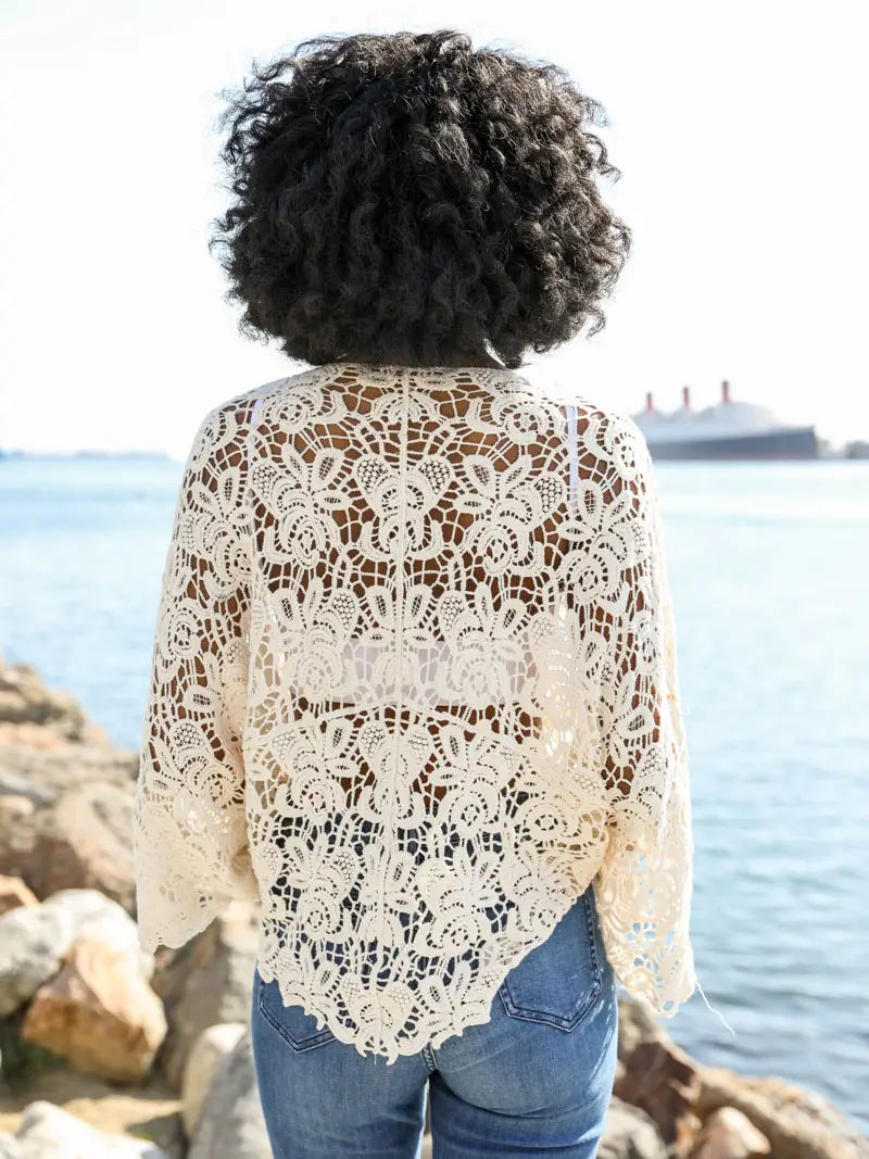 Summer Crochet Floral Petal Kimono Wrap