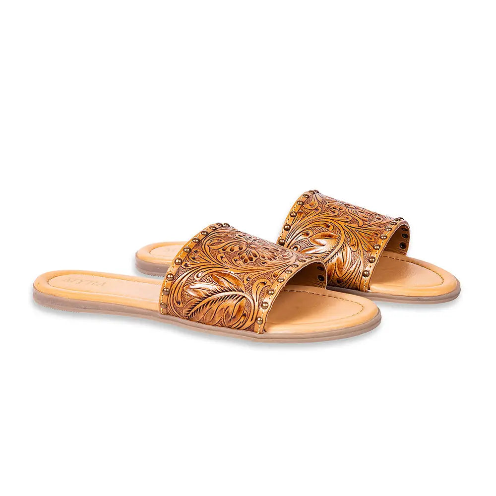 Ellie Hand-Tooled Leather Sandals