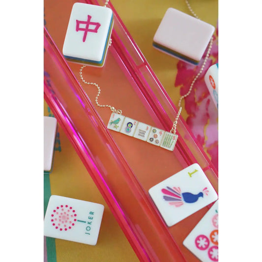 Mahjong Enamel Tile Wall Necklace