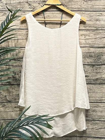 Tiered White Tank Top