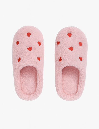 Simple Heart Print Indoor Slippers