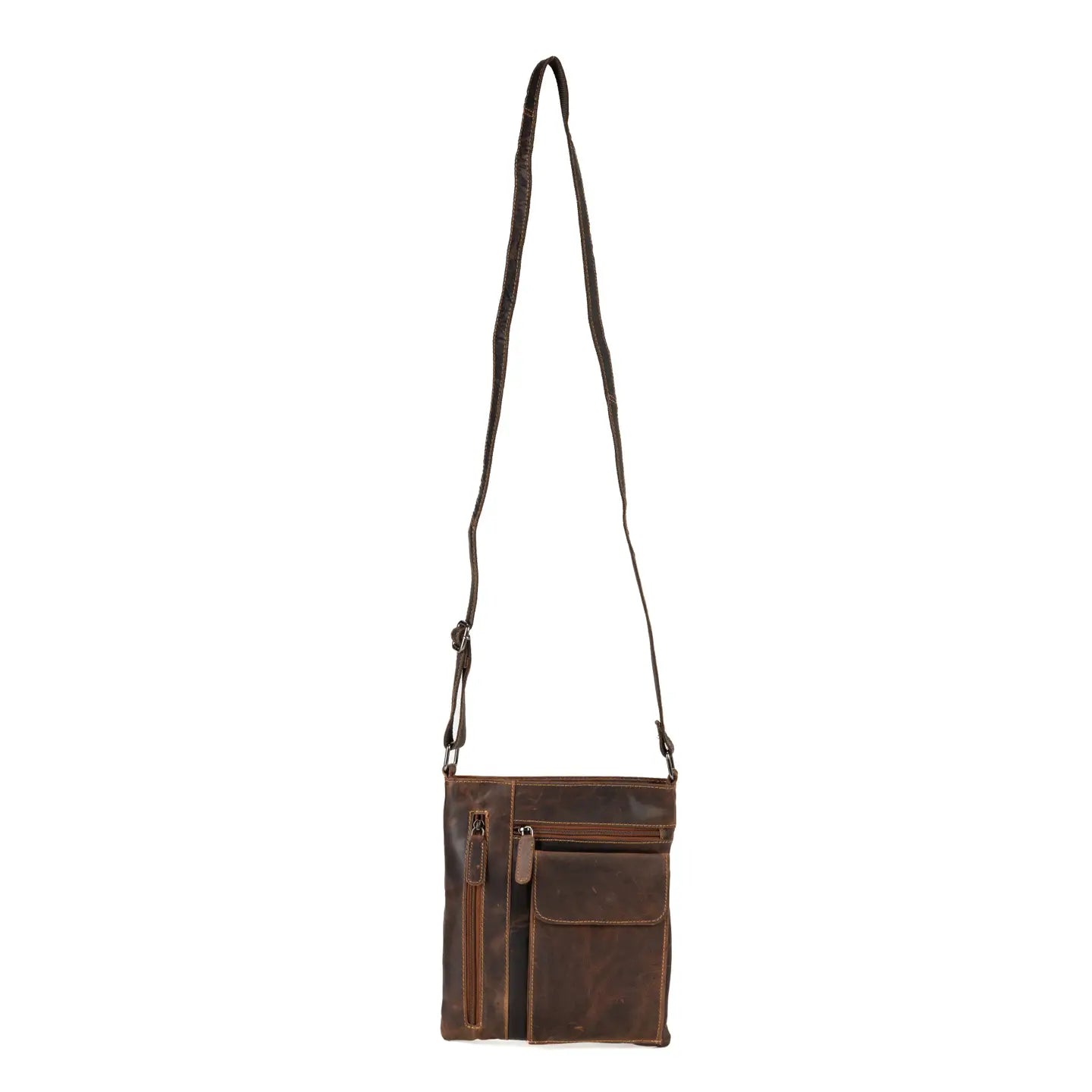 Leather Multi Pocket Crossbody Bag