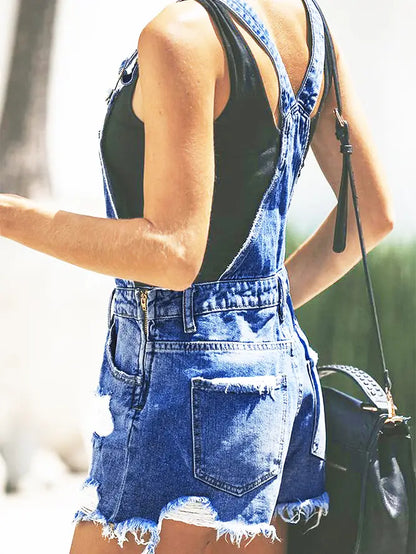 Vintage Distressed Denim Romper