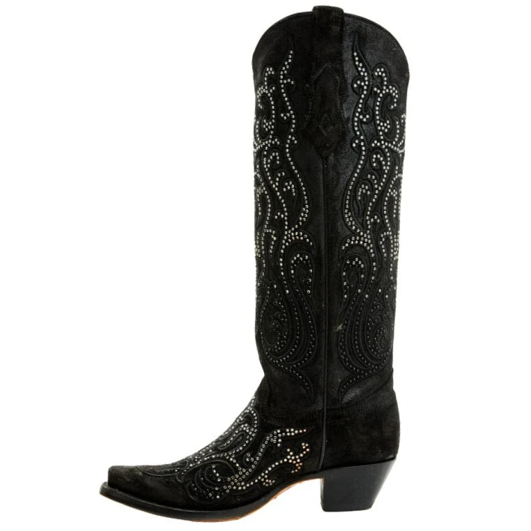 Corral LD Black Overlay & Crystals Tall Top Boot