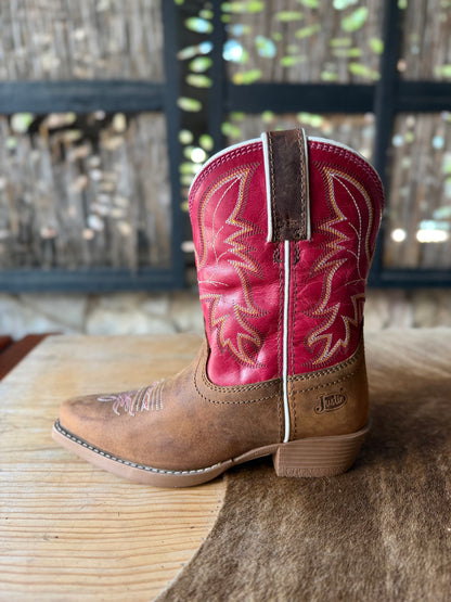 Justin Kids Whinny Brown/Pink Water Buffalo Boot