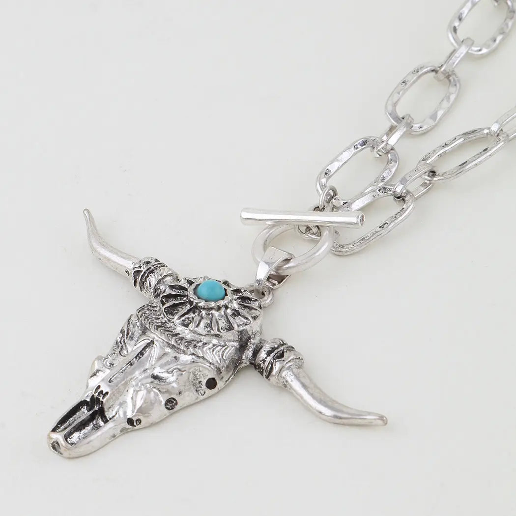 Antique Bull Toggle Link Chain Necklace