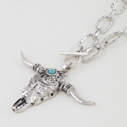 Antique Bull Toggle Link Chain Necklace