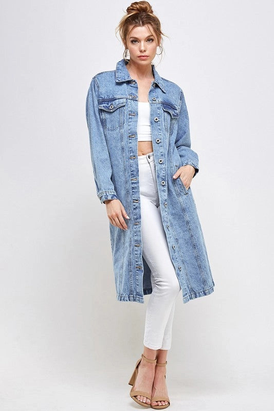 Long Denim Duster Jacket