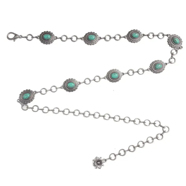 Small Silver Turquoise Concho Belt