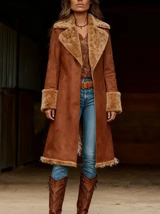 Western Vintage Suede Plush Coat