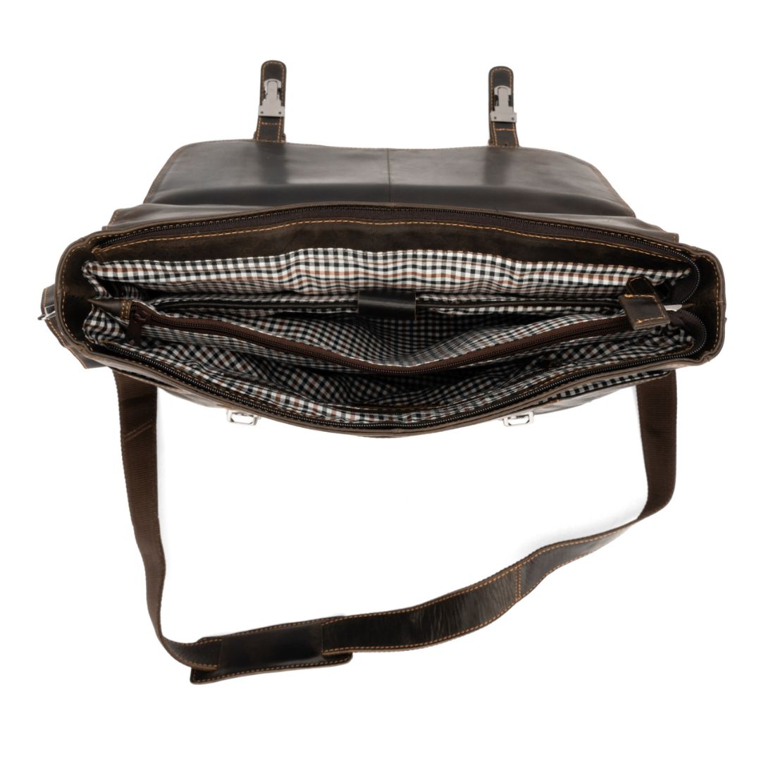 Portland Leather Laptop Bag - Brown