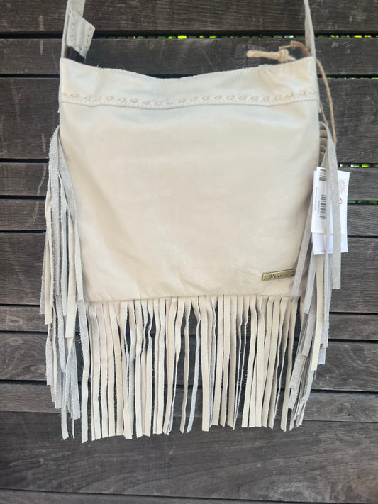 Pranee Austin Roxie Fringe Bag in Coconut Milk