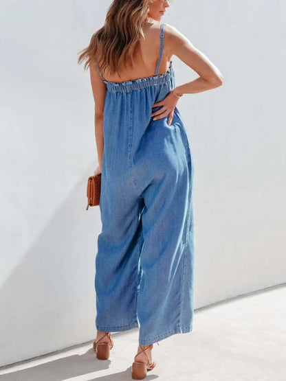 Denim Loose Wide Leg Overall