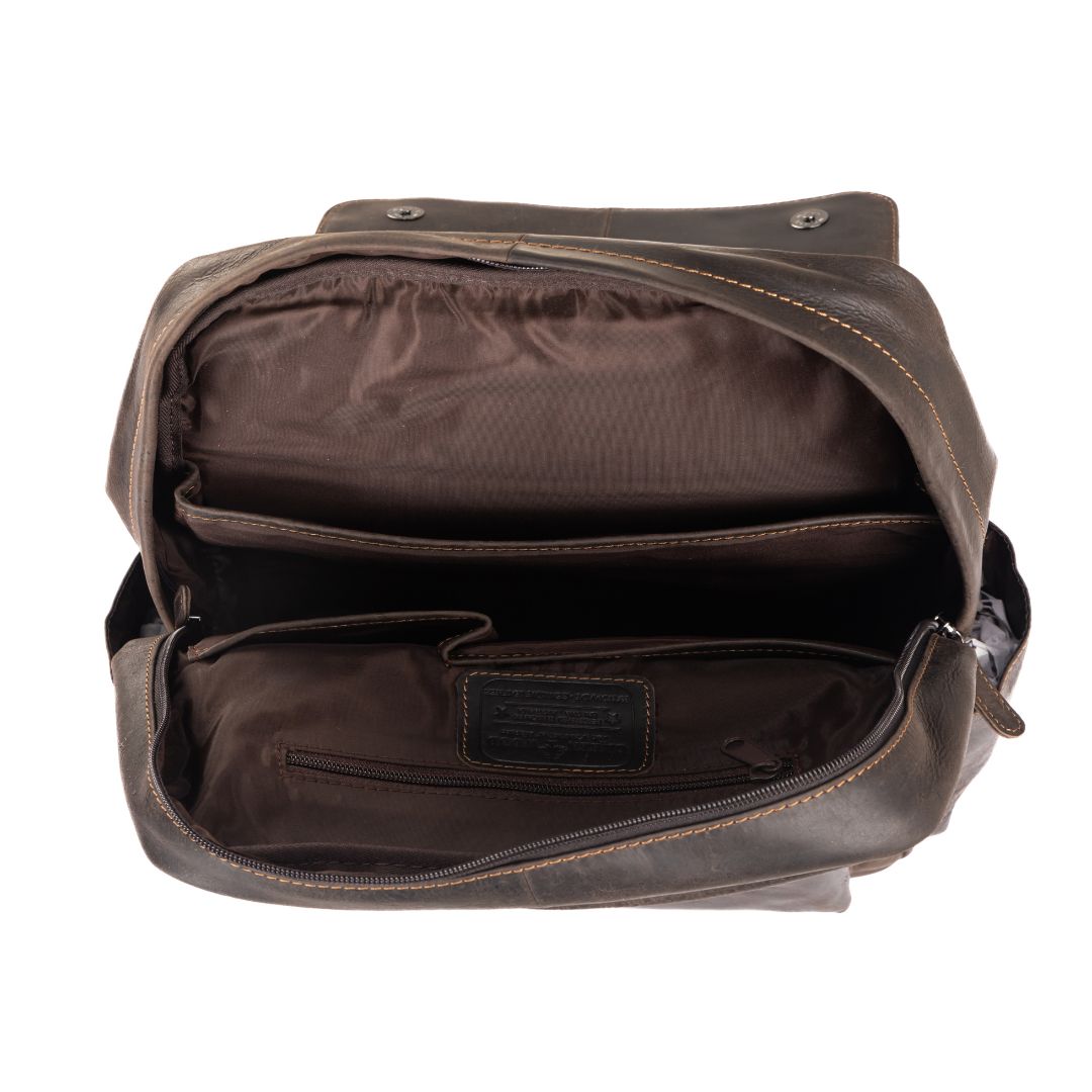Leather Vintage Backpack - Dark Brown