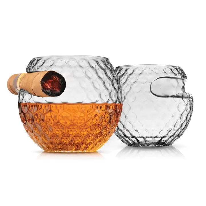 Set of 2 Golf Ball Cigar Glasses