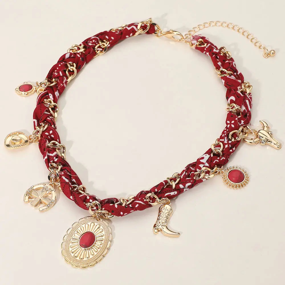 Western Charm Red Bandana Necklace