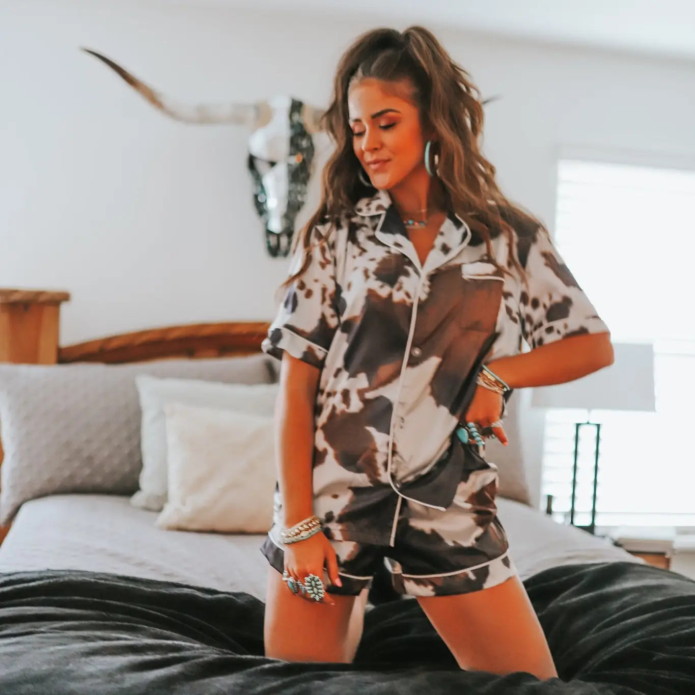 Brown Cowhide Pajama Set