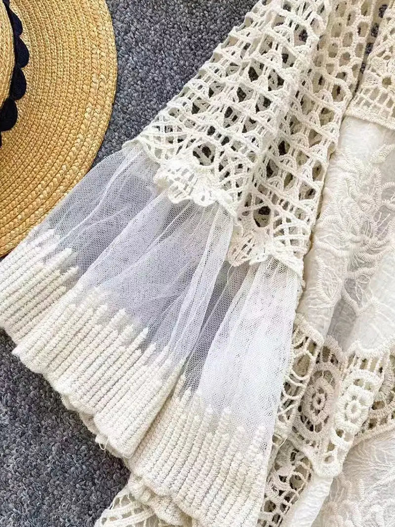 Elegant Crochet Lace Dress Tunic