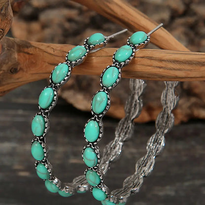 Sky Blue Turquoise Hoop Earring