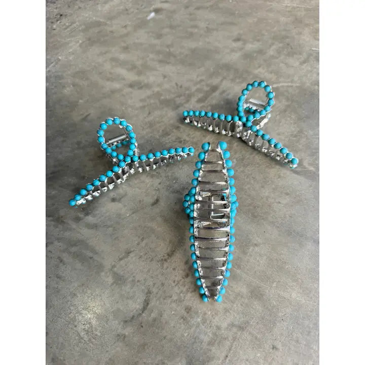 Turquoise Studded Claw Hair Clip